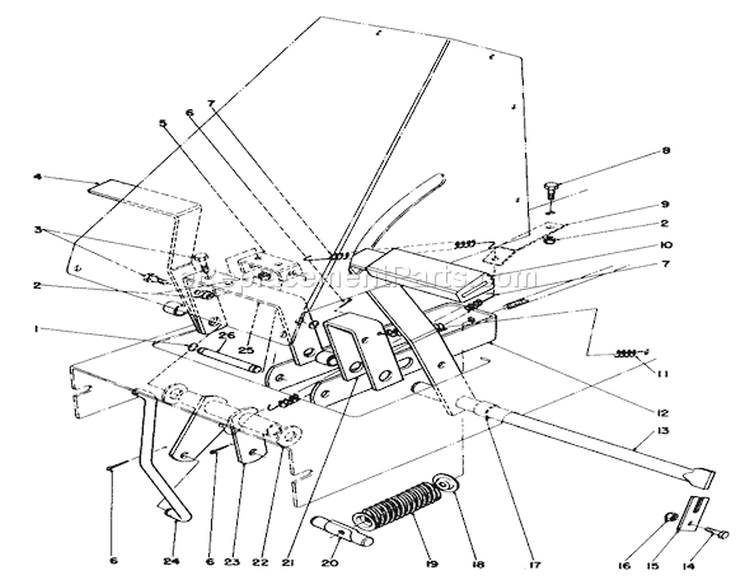 Brake & Clutch Assembly Diagram and Parts List for 56155 4000001-4999999 - 1984 Toro Lawn Tractor