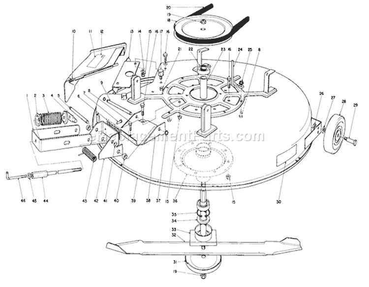 Mower Assembly Diagram and Parts List for 56155 4000001-4999999 - 1984 Toro Lawn Tractor