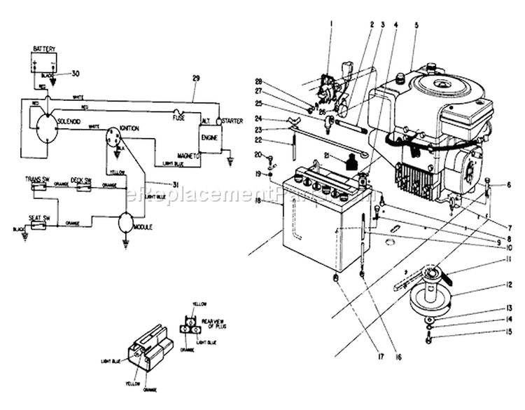 Engine Assembly Diagram and Parts List for 56155 4000001-4999999 - 1984 Toro Lawn Tractor