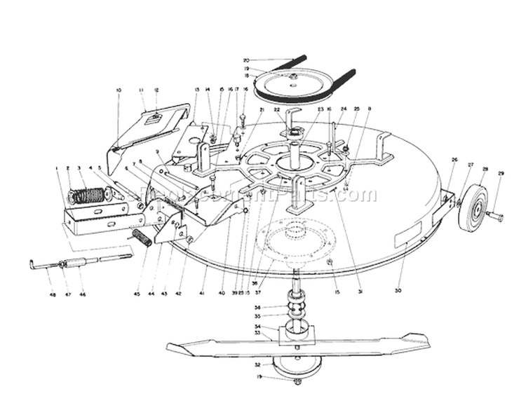 Mower Assembly Diagram and Parts List for 56155 5000001-5999999 - 1985 Toro Lawn Tractor