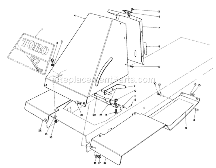 Front Tower Assembly Diagram and Parts List for 56155 6000001-6999999 - 1986 Toro Lawn Tractor