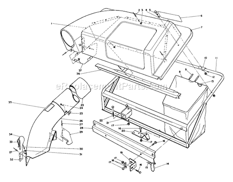 Twin Bagger Grass Catcher Model No. 59122 Diagram and Parts List for 56155 6000001-6999999 - 1986 Toro Lawn Tractor