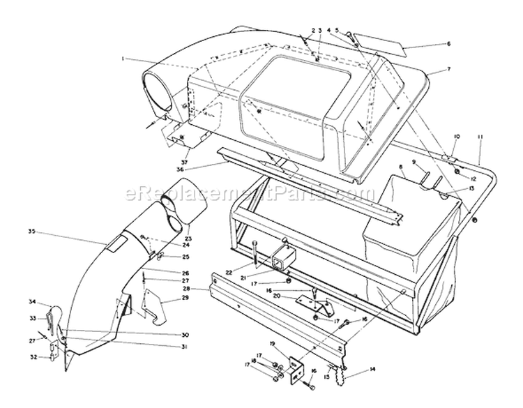 Twin Bagger Grass Catcher Model No. 59122 Diagram and Parts List for 56155 7000001-7999999 - 1987 Toro Lawn Tractor