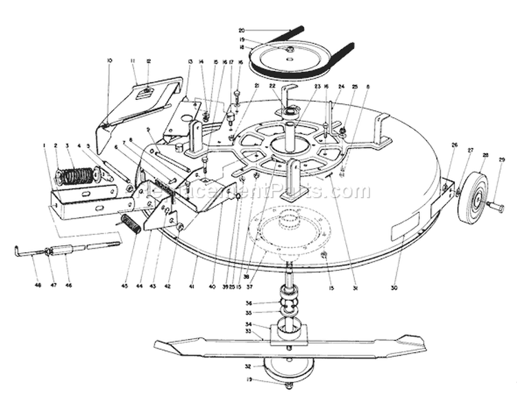 Mower Assembly Diagram and Parts List for 56170 5000001-5999999 - 1985 Toro Lawn Tractor