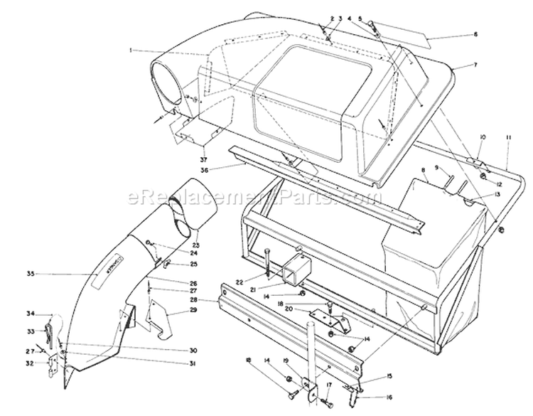 Twin Bagger Grass Catcher Diagram and Parts List for 56170 5000001-5999999 - 1985 Toro Lawn Tractor