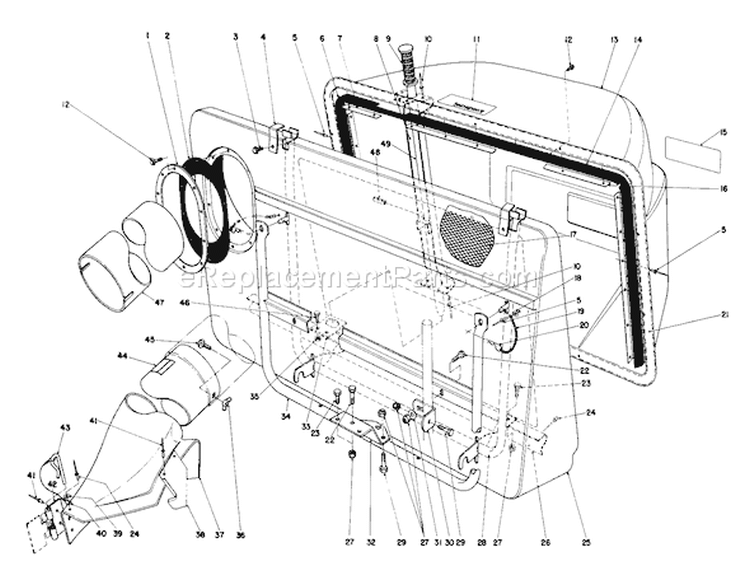 Easy-Empty Grass Catcher Diagram and Parts List for 56170 5000001-5999999 - 1985 Toro Lawn Tractor