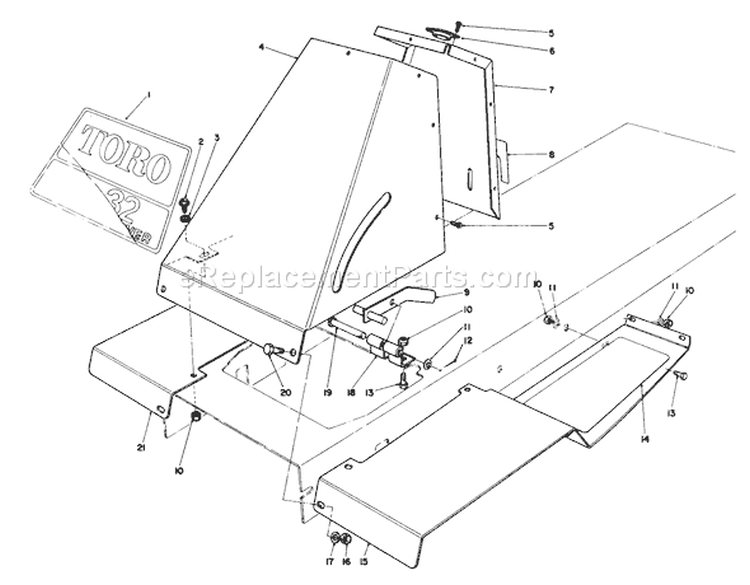 Front Tower Assembly Diagram and Parts List for 56150 6000001-6999999 - 1986 Toro Lawn Tractor