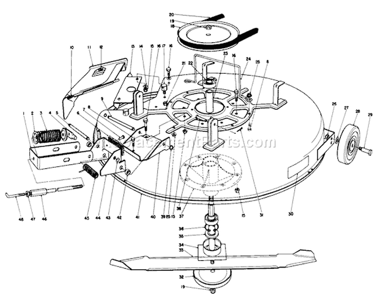 Mower Assembly Diagram and Parts List for 56150 6000001-6999999 - 1986 Toro Lawn Tractor