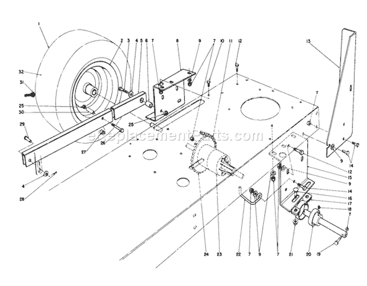 Rear Axle Assembly Diagram and Parts List for 56150 6000001-6999999 - 1986 Toro Lawn Tractor