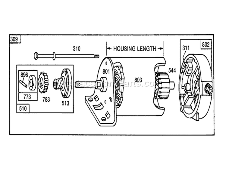 Briggs & Stratton Starter Motor Assembly Diagram and Parts List for 56150 6000001-6999999 - 1986 Toro Lawn Tractor