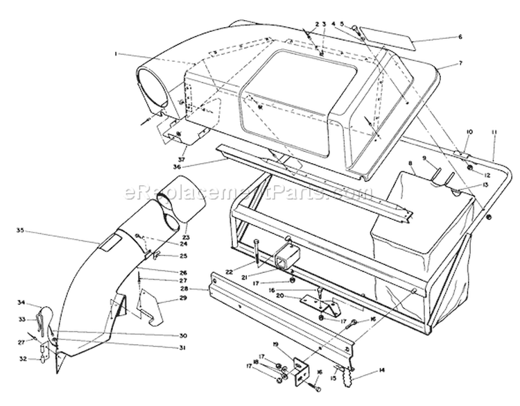 Twin Bagger Grass Catcher Model No. 59122 Diagram and Parts List for 56150 6000001-6999999 - 1986 Toro Lawn Tractor