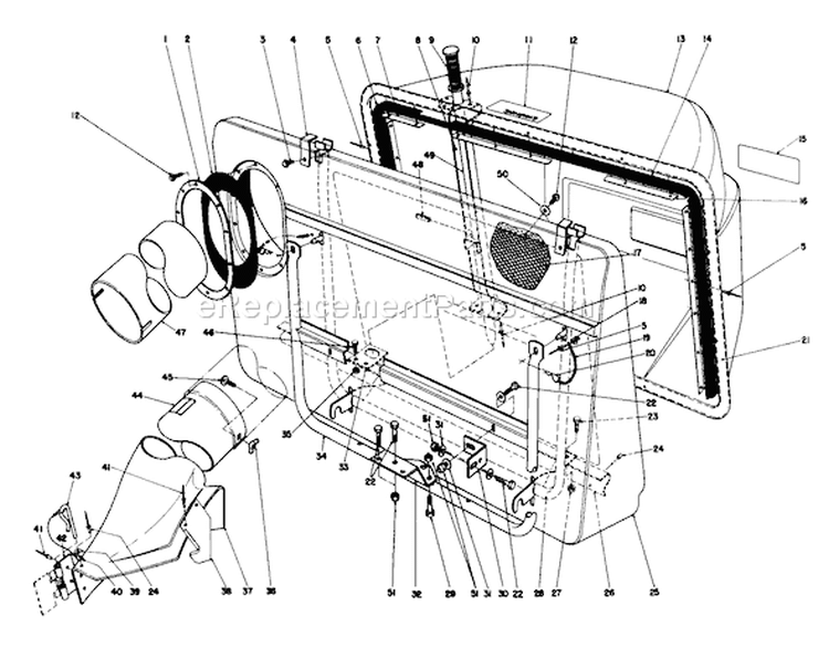 Easy-Empty Grass Catcher Model 59111 Diagram and Parts List for 56150 6000001-6999999 - 1986 Toro Lawn Tractor