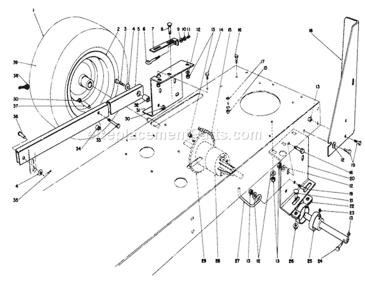 Rear Axle Assembly Diagram and Parts List for 56150 7000001-7999999 - 1987 Toro Lawn Tractor