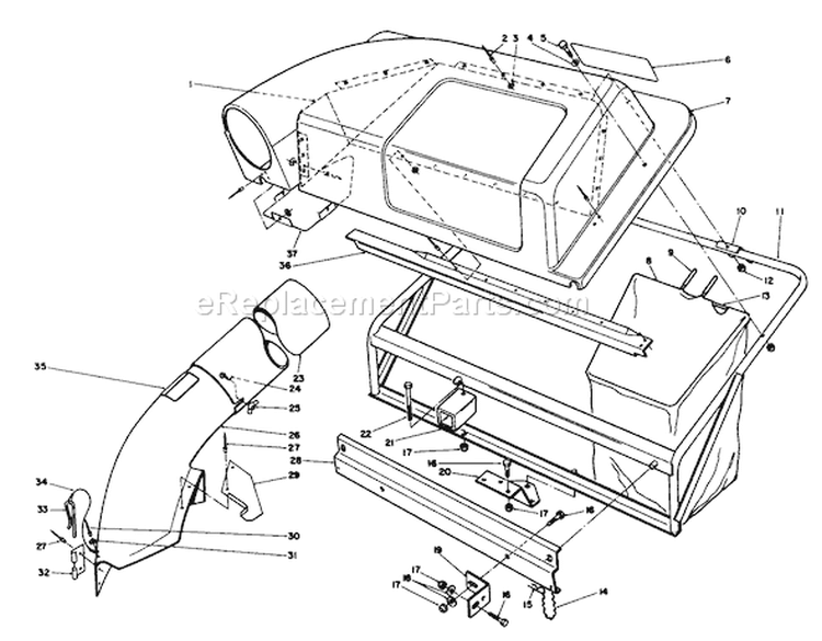 Twin Bagger Grass Catcher Model No. 59122 Diagram and Parts List for 56150 7000001-7999999 - 1987 Toro Lawn Tractor