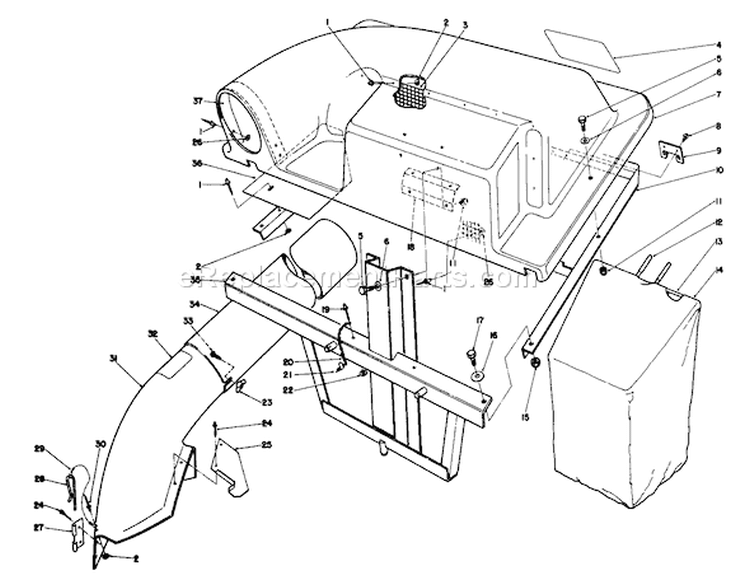 Twin Bagger Grass Catcher Model No. 59184 Diagram and Parts List for 56150 7000001-7999999 - 1987 Toro Lawn Tractor