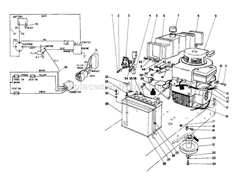 Engine Assembly Diagram and Parts List for 56150 7000001-7999999 - 1987 Toro Lawn Tractor