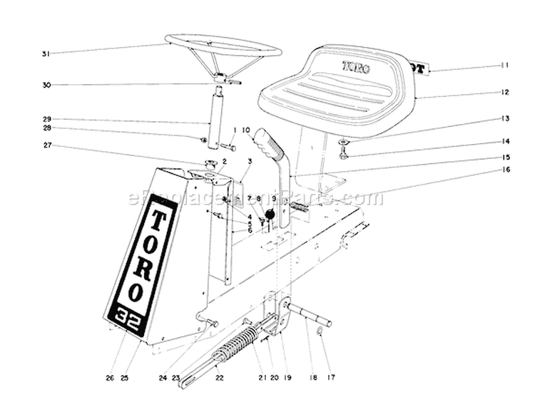 Parts List Diagram and Parts List for 56173 2000001-2999999 - 1972 Toro Lawn Tractor