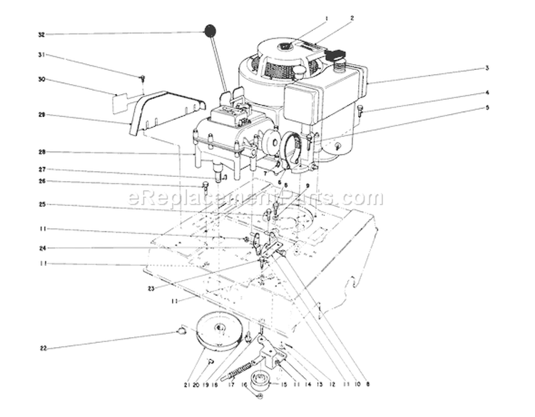 Engine Assembly Diagram and Parts List for 56173 2000001-2999999 - 1972 Toro Lawn Tractor