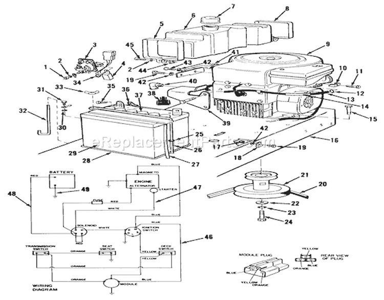 Engine Assembly Diagram and Parts List for 56145 0000001-0999999 - 1990 Toro Lawn Tractor