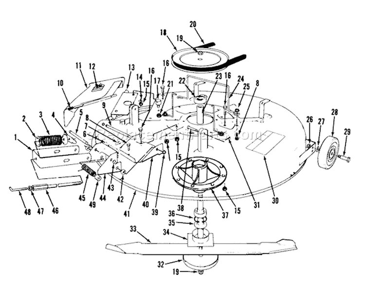 Mower Assembly Diagram and Parts List for 56145 0000001-0999999 - 1990 Toro Lawn Tractor