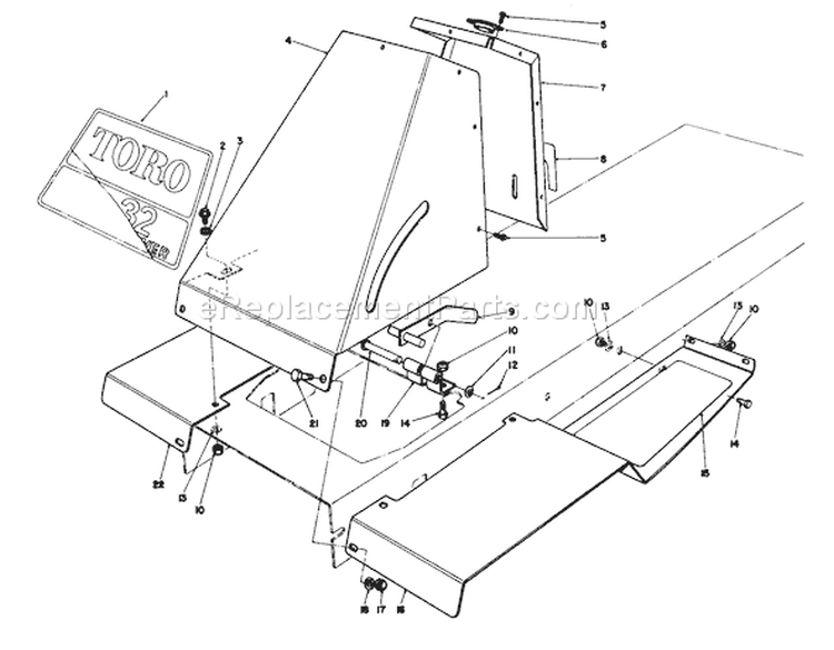 Front Tower Assembly Diagram and Parts List for 56150 8000001-8999999 - 1988 Toro Lawn Tractor