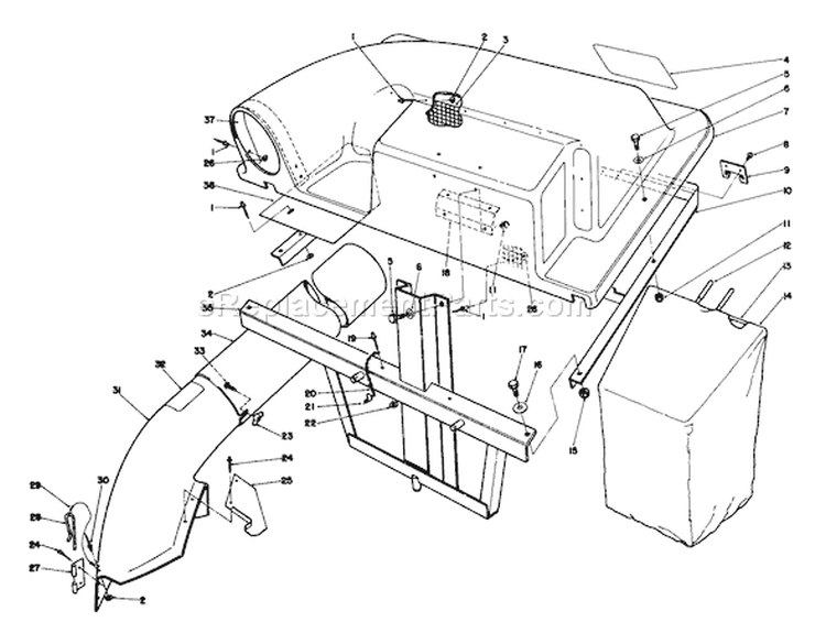 Twin Bagger Grass Catcher Model No. 59184 Diagram and Parts List for 56150 8000001-8999999 - 1988 Toro Lawn Tractor