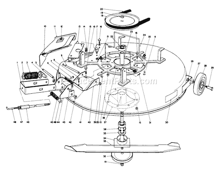 Mower Assembly Diagram and Parts List for 56150 9000001-9999999 - 1989 Toro Lawn Tractor