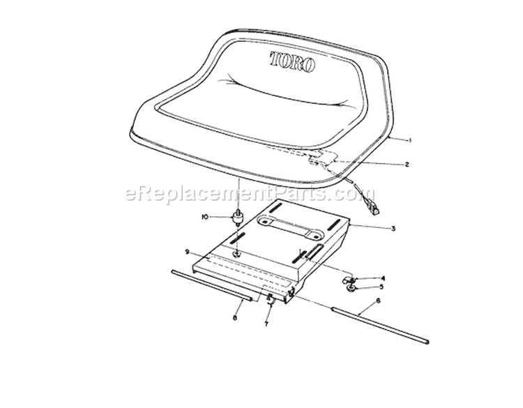 Seat Assembly Diagram and Parts List for 56150 9000001-9999999 - 1989 Toro Lawn Tractor