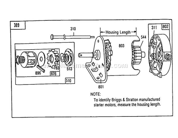 Starter Motor Assembly 12 Hp Rear Engine Rider Model 56175 Diagram and Parts List for 56175 9000001-9999999 - 1989 Toro Lawn Tractor