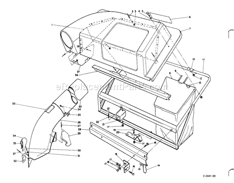 Twin Bagger Grass Catcher Model No. 59122 Diagram and Parts List for 56150 9000001-9999999 - 1989 Toro Lawn Tractor