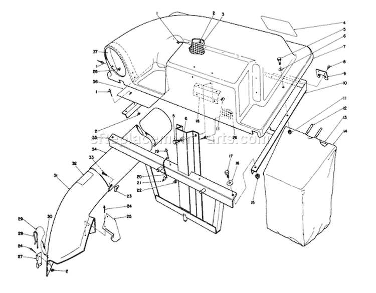 Twin Bagger Grass Catcher Model No. 59184 Diagram and Parts List for 56150 9000001-9999999 - 1989 Toro Lawn Tractor