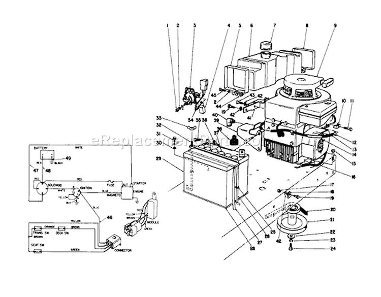 Engine Assembly Diagram and Parts List for 56150 9000001-9999999 - 1989 Toro Lawn Tractor