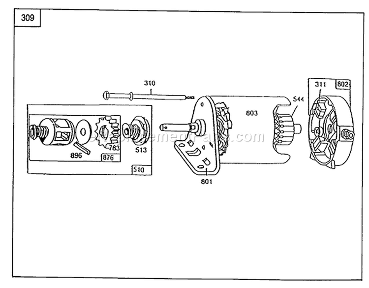 Starter-Briggs & Stratton No. 286707-0119-01 Diagram and Parts List for 56177 1000001-1999999 - 1991 Toro Lawn Tractor