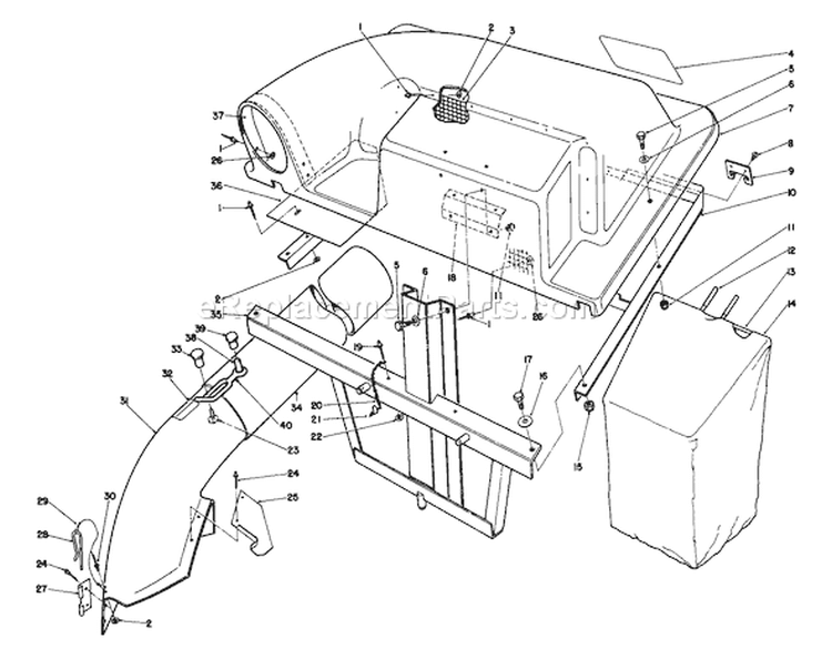 Twin Bagger Grass Catcher Diagram and Parts List for 56177 1000001-1999999 - 1991 Toro Lawn Tractor