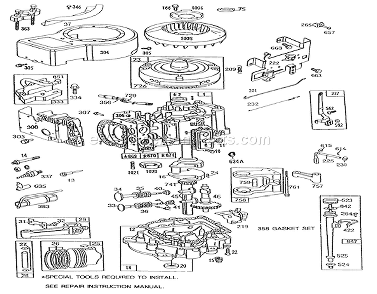 Briggs & Stratton Model No. 286707-0119-01 Diagram and Parts List for 56177 1000001-1999999 - 1991 Toro Lawn Tractor