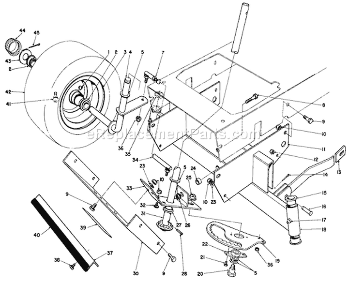 Front Axle Assembly Diagram and Parts List for 56177 1000001-1999999 - 1991 Toro Lawn Tractor