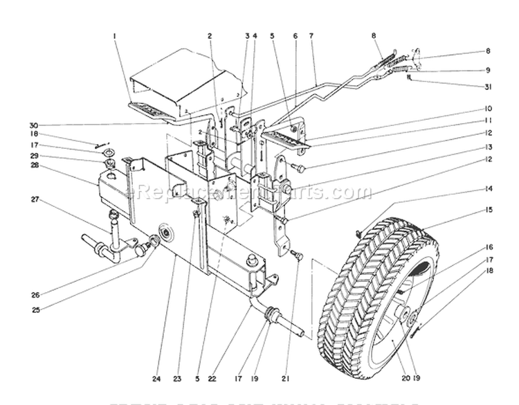 Front Axle And Wheel Assembly Diagram and Parts List for 56180 3000001-3999999 - 1973 Toro Lawn Tractor