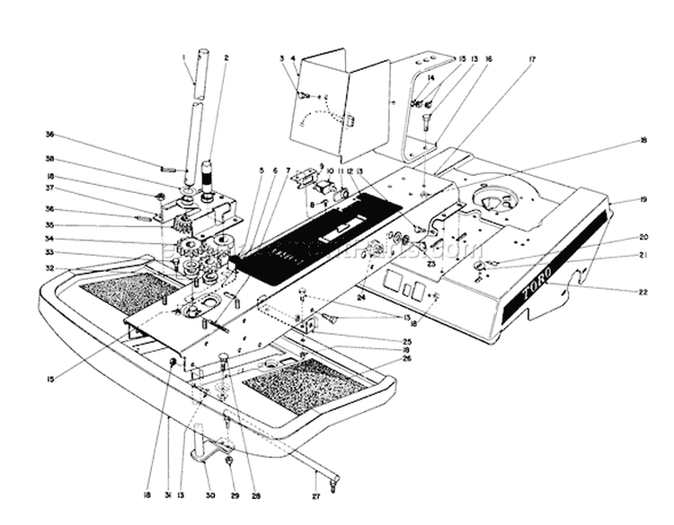 Frame Assembly Diagram and Parts List for 56180 3000001-3999999 - 1973 Toro Lawn Tractor