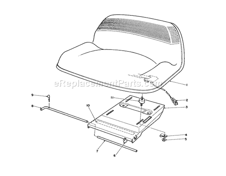 Seat Assembly Diagram and Parts List for 56190 1000001-1999999 - 1991 Toro Lawn Tractor