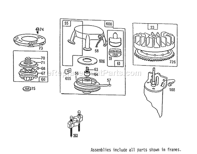 Briggs & Stratton No. 256707-0130-01 (cont.) Diagram and Parts List for 56190 1000001-1999999 - 1991 Toro Lawn Tractor