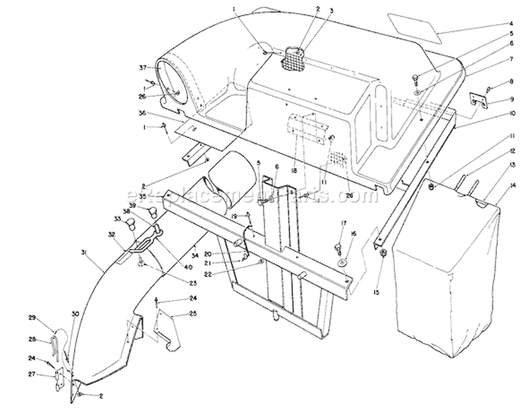 Twin Bagger Grass Catcher Model 59184 Diagram and Parts List for 56190 2000001-2999999 - 1992 Toro Lawn Tractor