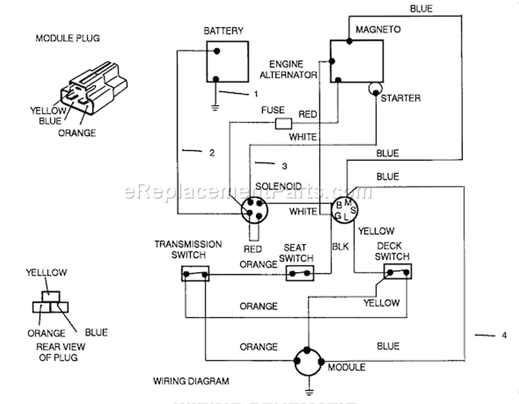 Wiring Schematic Diagram and Parts List for 56190 2000001-2999999 - 1992 Toro Lawn Tractor