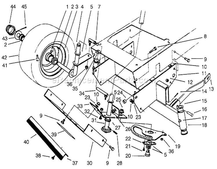 Front Axle Assembly Diagram and Parts List for 56190 2000001-2999999 - 1992 Toro Lawn Tractor