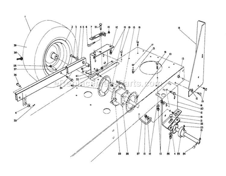 Rear Axle Assembly Diagram and Parts List for 56185 1000001-1999999 - 1991 Toro Lawn Tractor