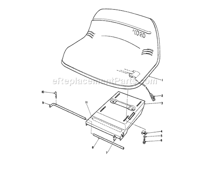 Seat Assembly Diagram and Parts List for 56185 1000001-1999999 - 1991 Toro Lawn Tractor