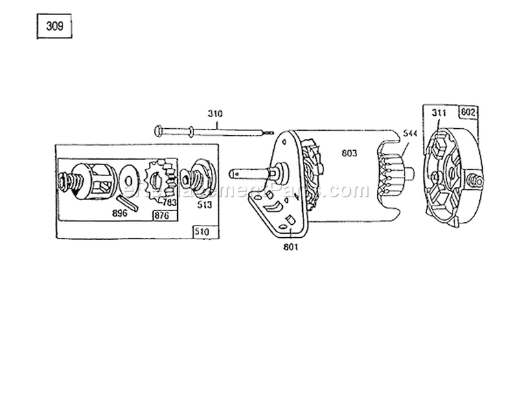 Starter-Briggs & Stratton No. 286707-0119-01 Diagram and Parts List for 56185 1000001-1999999 - 1991 Toro Lawn Tractor