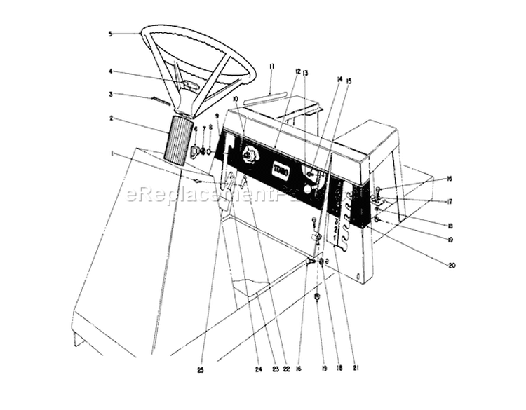 Steering Wheel, Switches & Decals Diagram and Parts List for 56185 1000001-1999999 - 1991 Toro Lawn Tractor