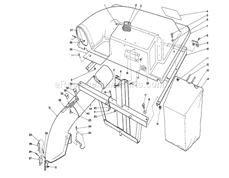 Twin Bagger Grass Catcher Diagram and Parts List for 56185 1000001-1999999 - 1991 Toro Lawn Tractor