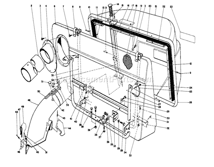 Easy-Empty Grass Catcher Diagram and Parts List for 56185 1000001-1999999 - 1991 Toro Lawn Tractor