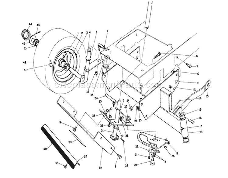 Front Axle Assembly Diagram and Parts List for 56185 1000001-1999999 - 1991 Toro Lawn Tractor